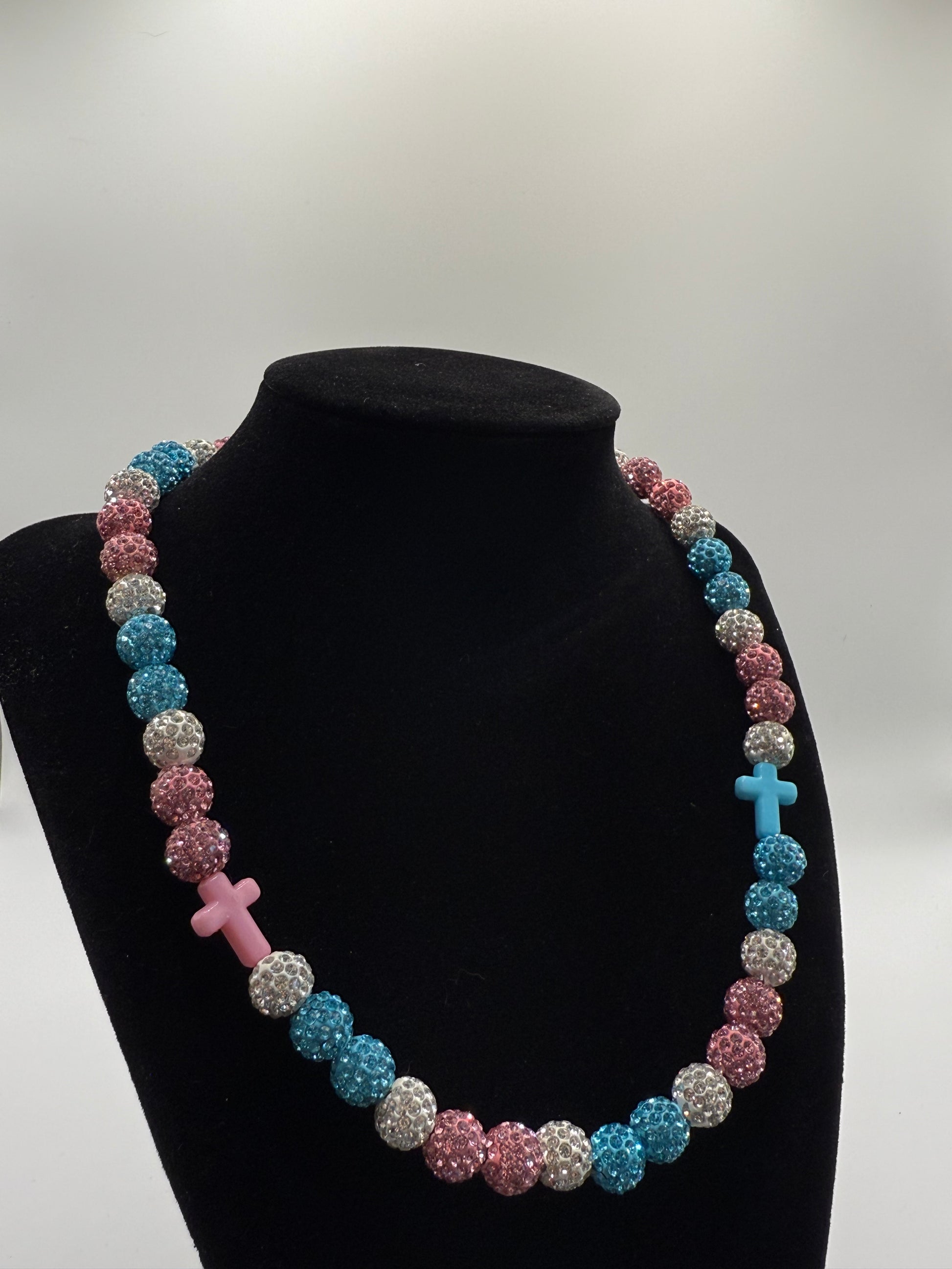 Pink, Teal, White (Mini Cross)
