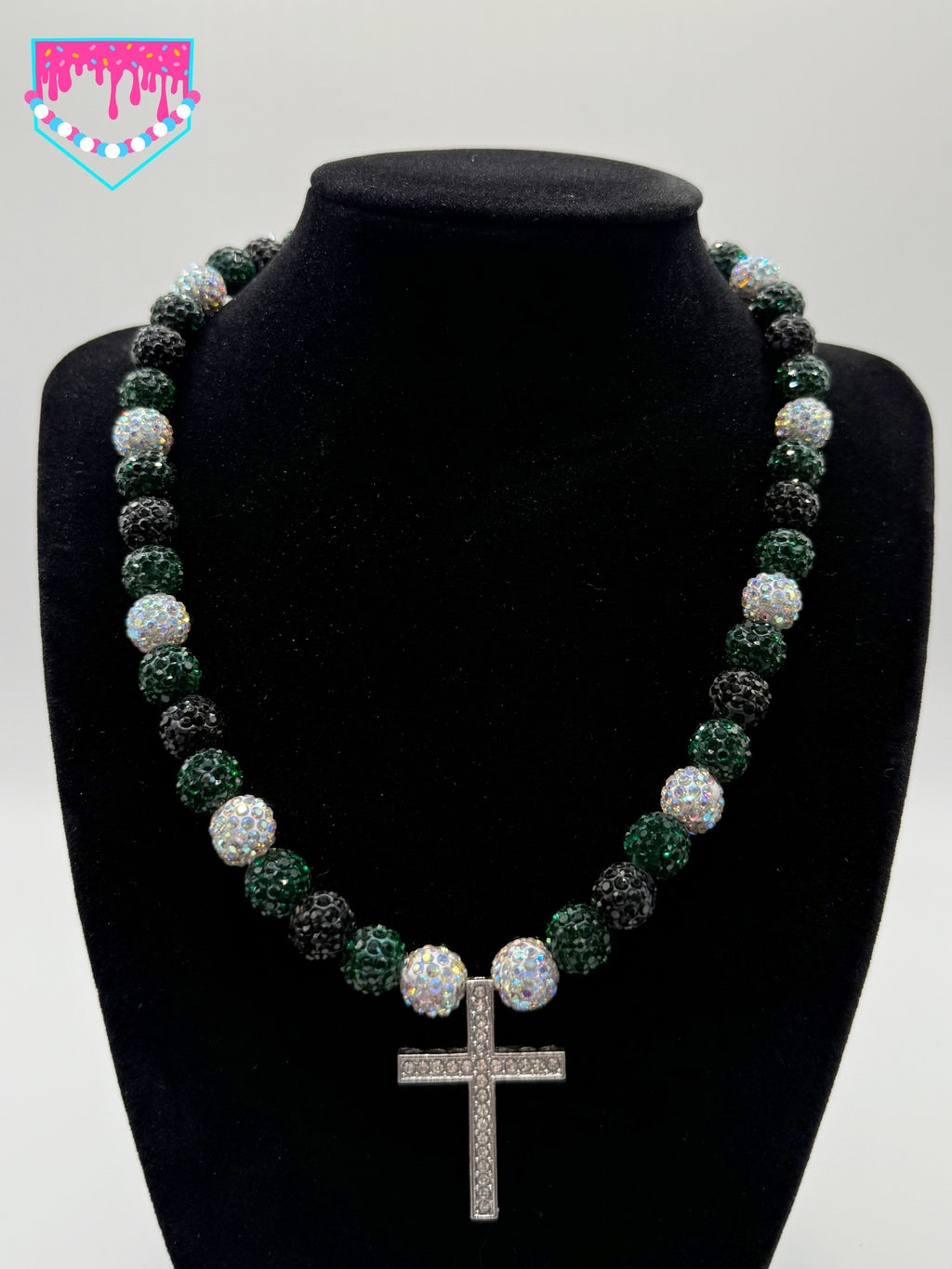 Green, Black, White Cross Chain