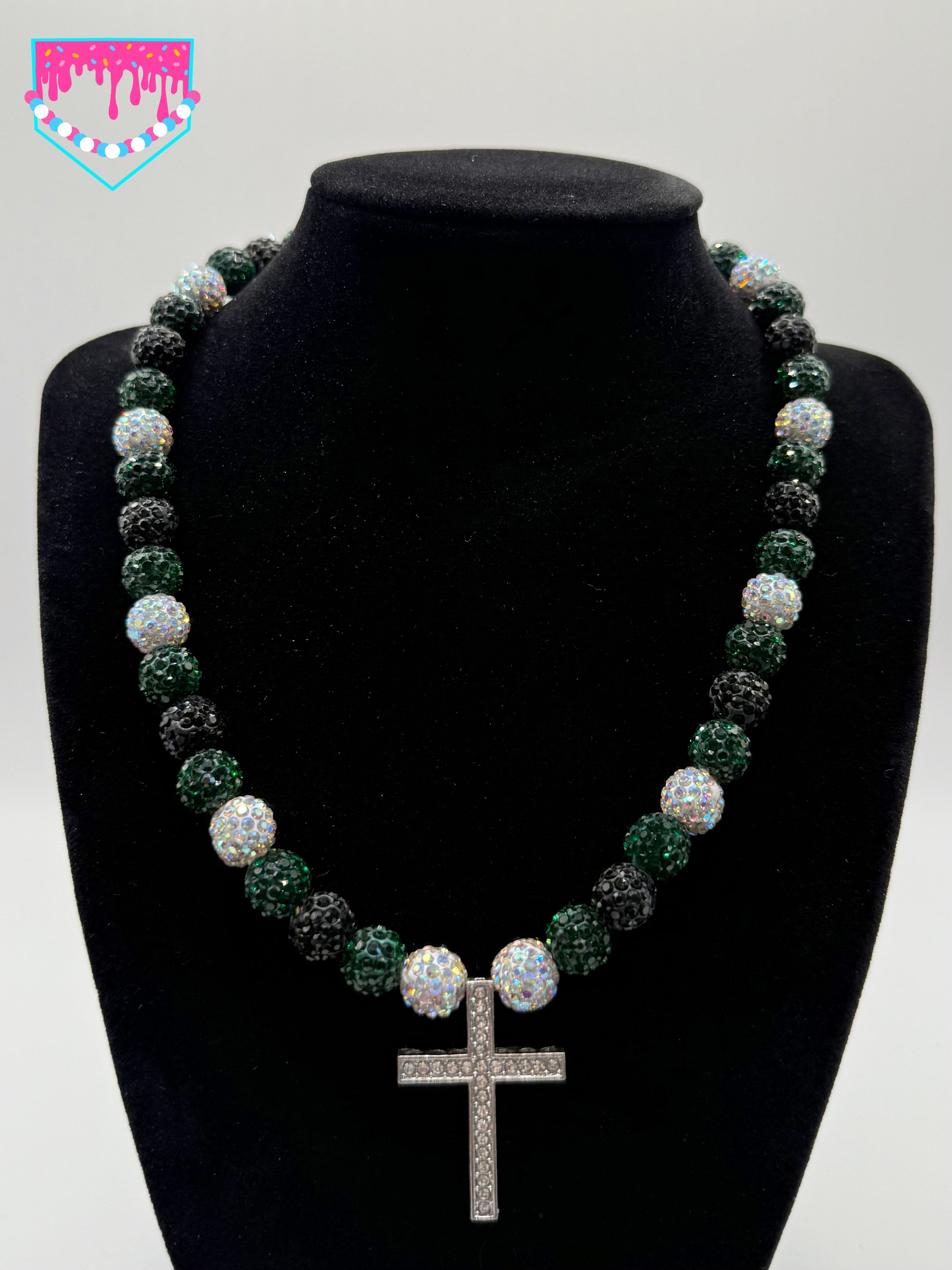 Green, Black, White Cross Chain
