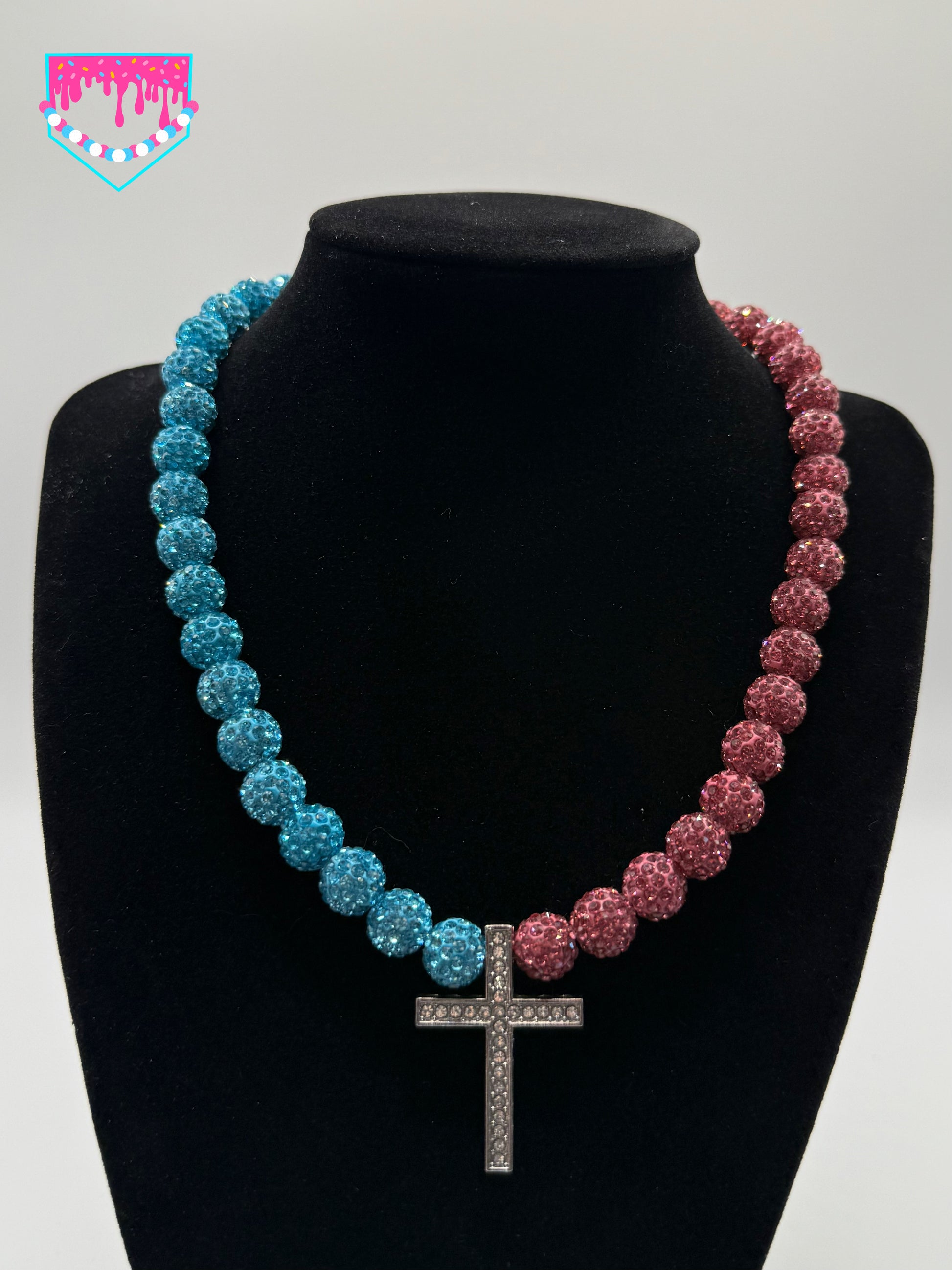 Pink And Teal Cross Chain