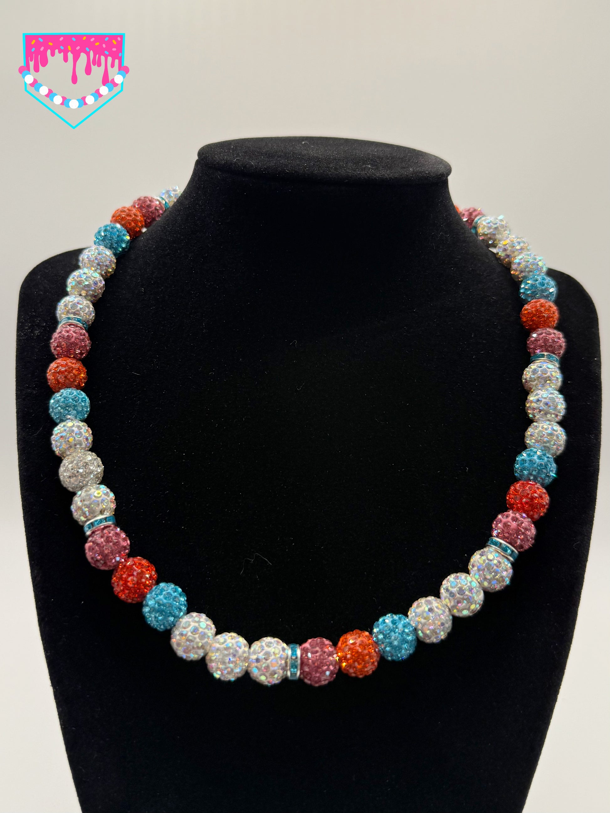 White, Pink, Teal, Orange Chain