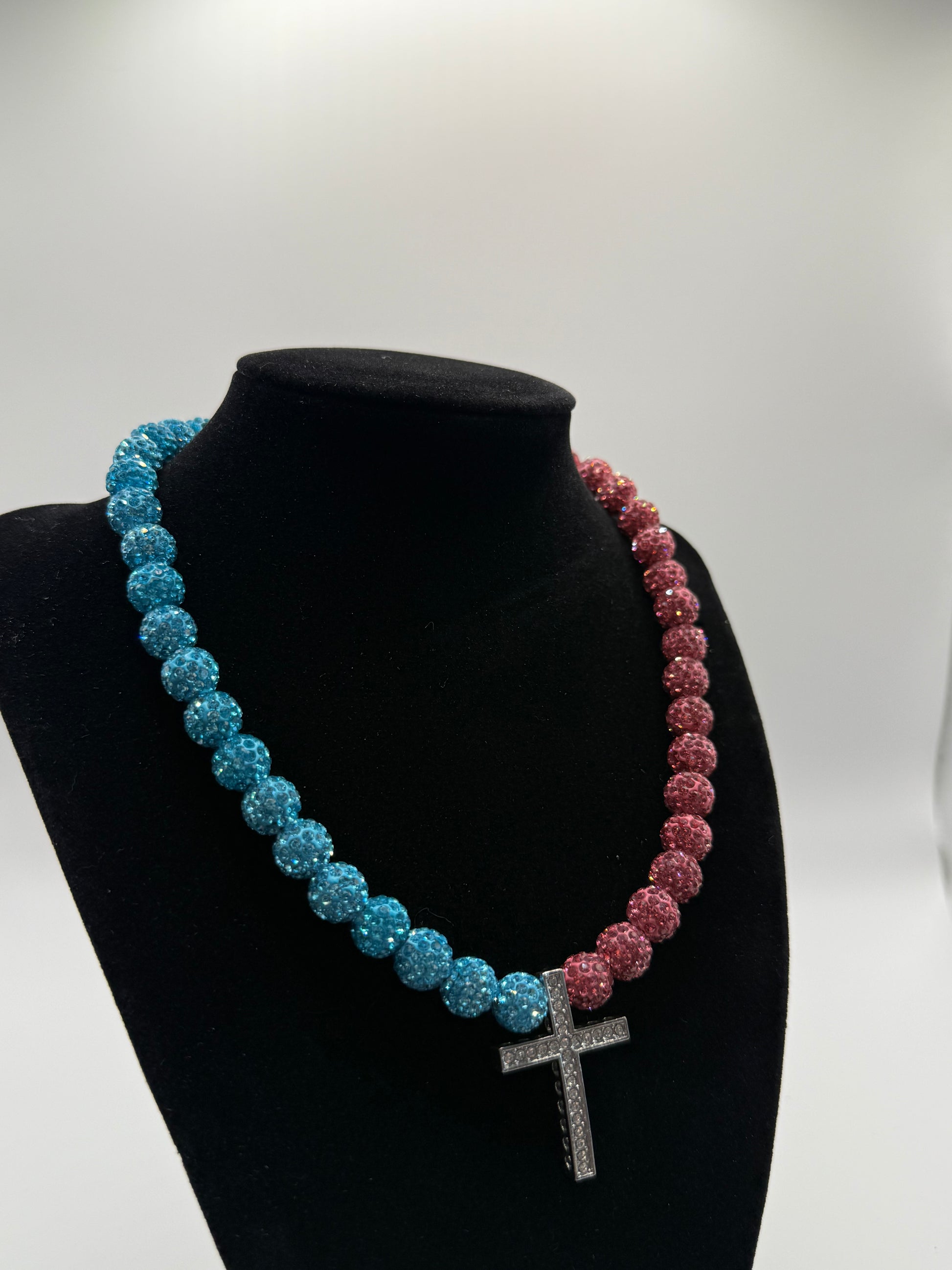 Pink And Teal Cross Chain